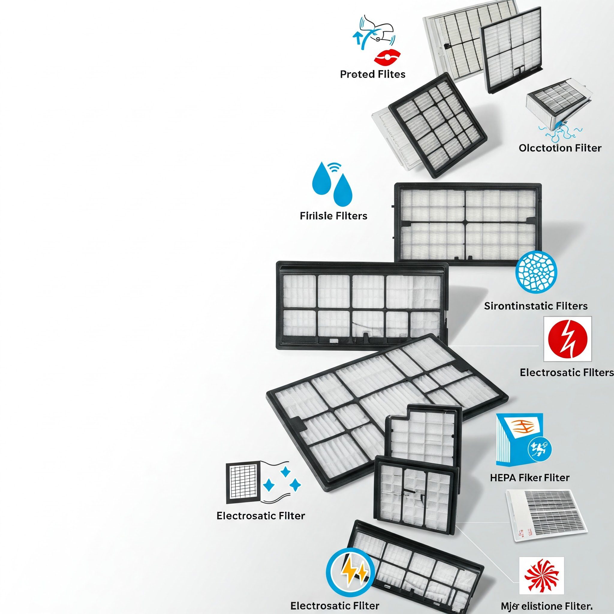 Different types of AC filters we service in Dubai