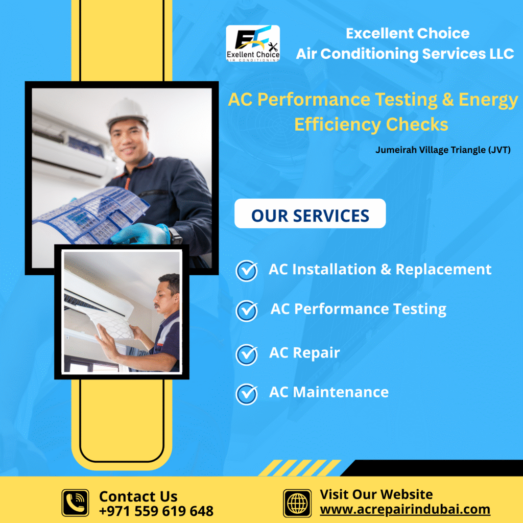 AC performance testing & energy efficiency checks Jumeirah Village Triangle (JVT)
