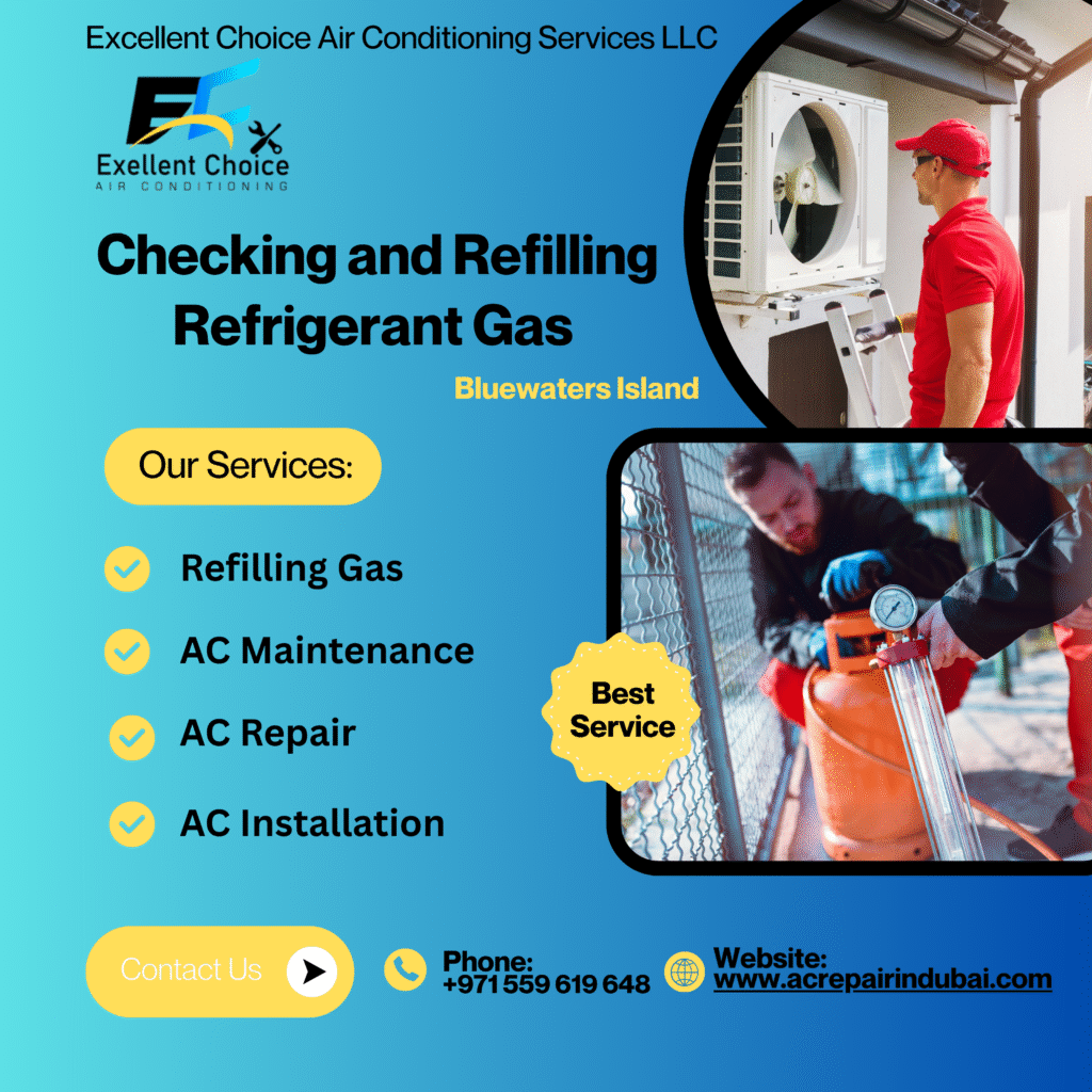 Checking and refilling refrigerant gas Bluewaters Island