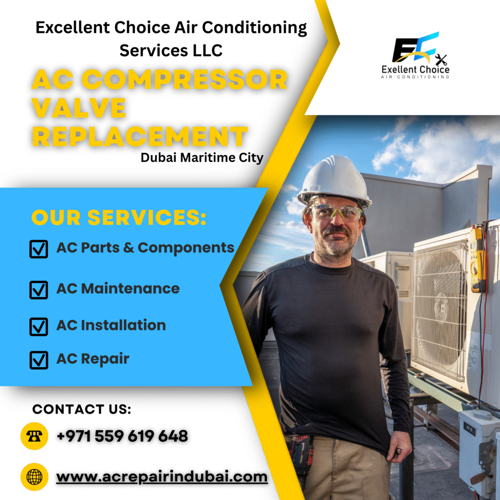 AC compressor valve replacement in Dubai Maritime City