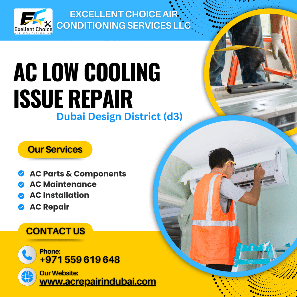 AC low cooling issue repair in Dubai Design District (d3)